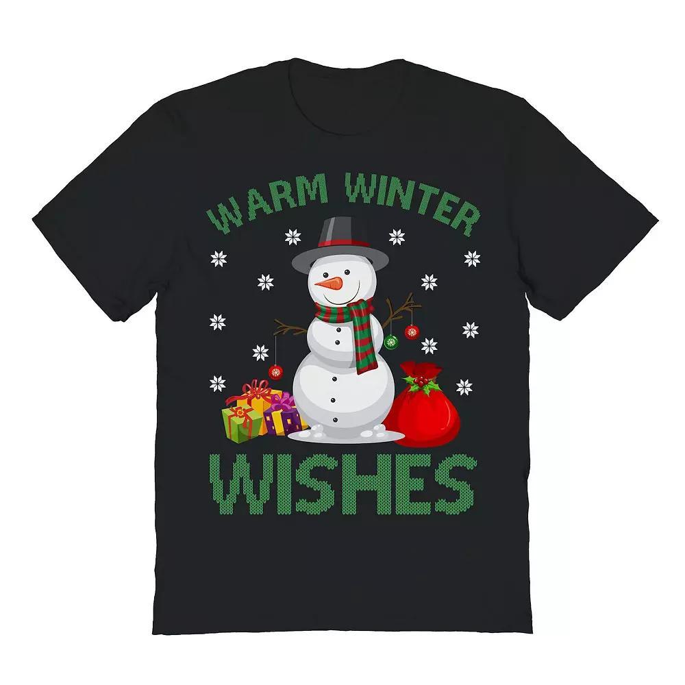 Men's Warm Winter Wishes Christmas Graphic Tee, Size: XL, Black Product Image