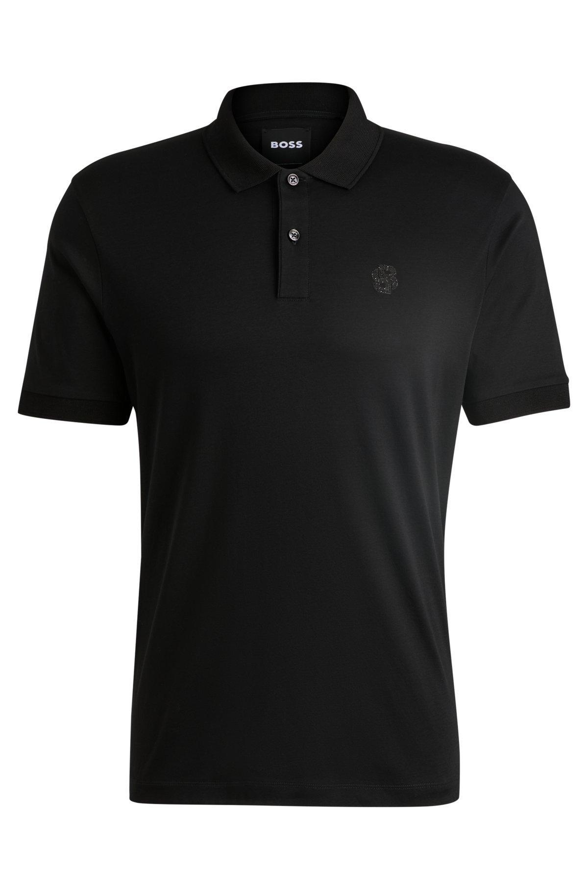 Mercerized-cotton polo shirt with Double B monogram Product Image