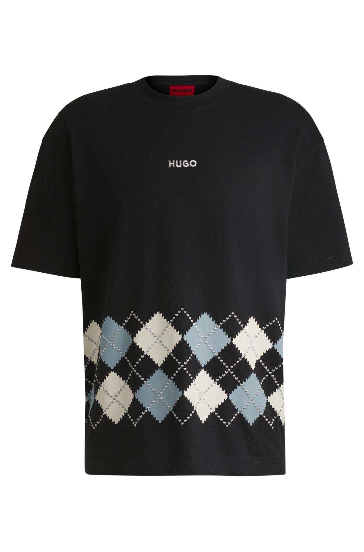 Cotton-jersey T-shirt with Argyle pattern Product Image