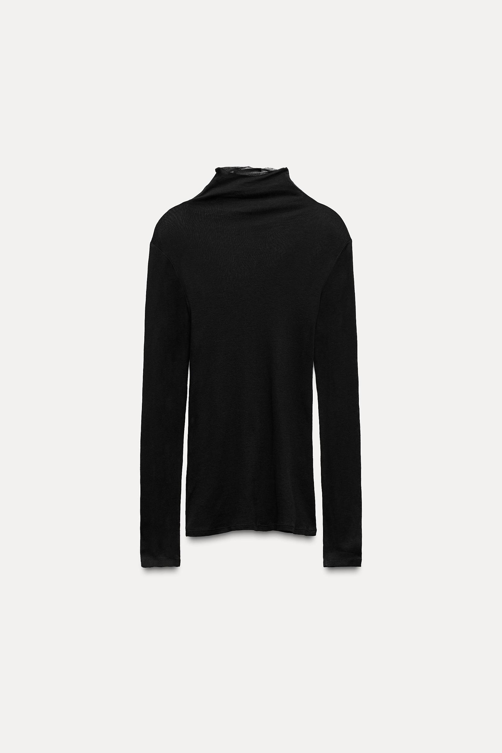 RIBBED HIGH COLLAR TOP Product Image