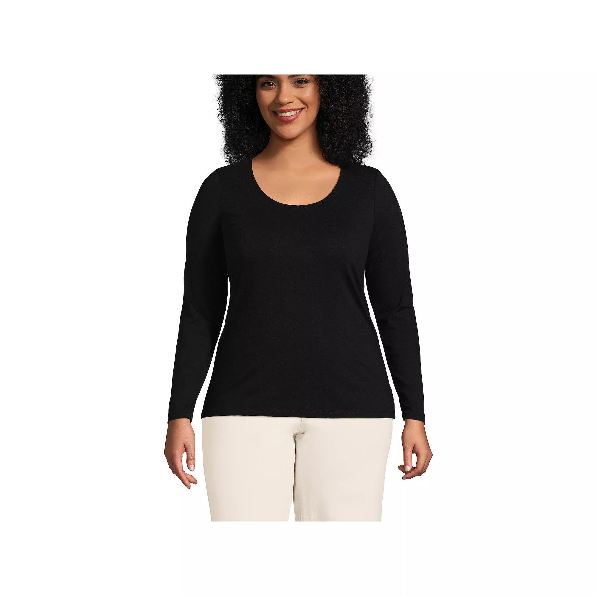 Plus Size Lands' End Lightweight Jersey T-Shirt, Women's, Size: 1XL, Black Product Image