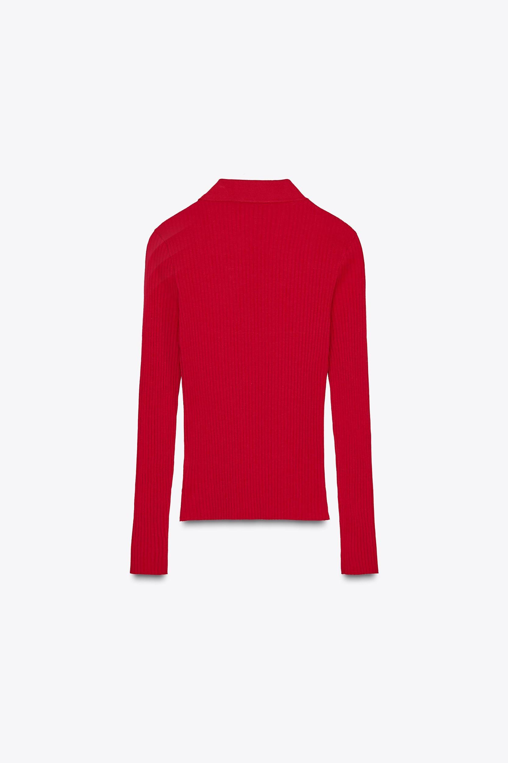 RIBBED POLO NECK T-SHIRT Product Image