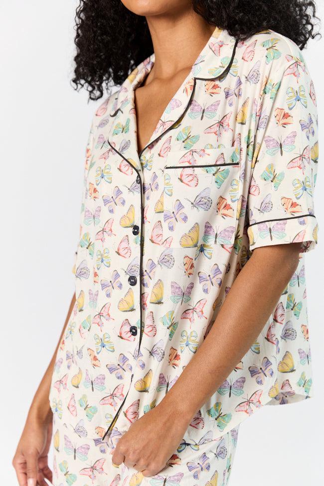 Good To Get Away Butterfly Short Sleeve Pajama Top Product Image