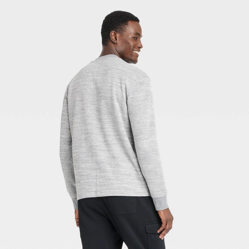 Mens Long Sleeve Textured Henley T-Shirt - Goodfellow & Co Charcoal M Product Image