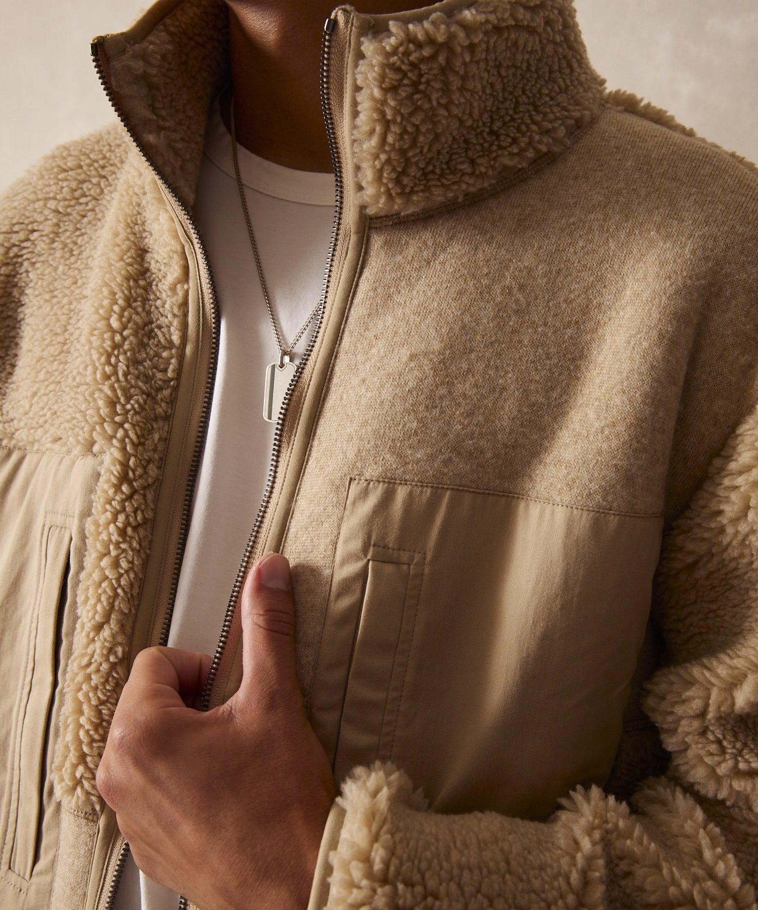 Sherpa Full-Zip Jacket in Stone Product Image