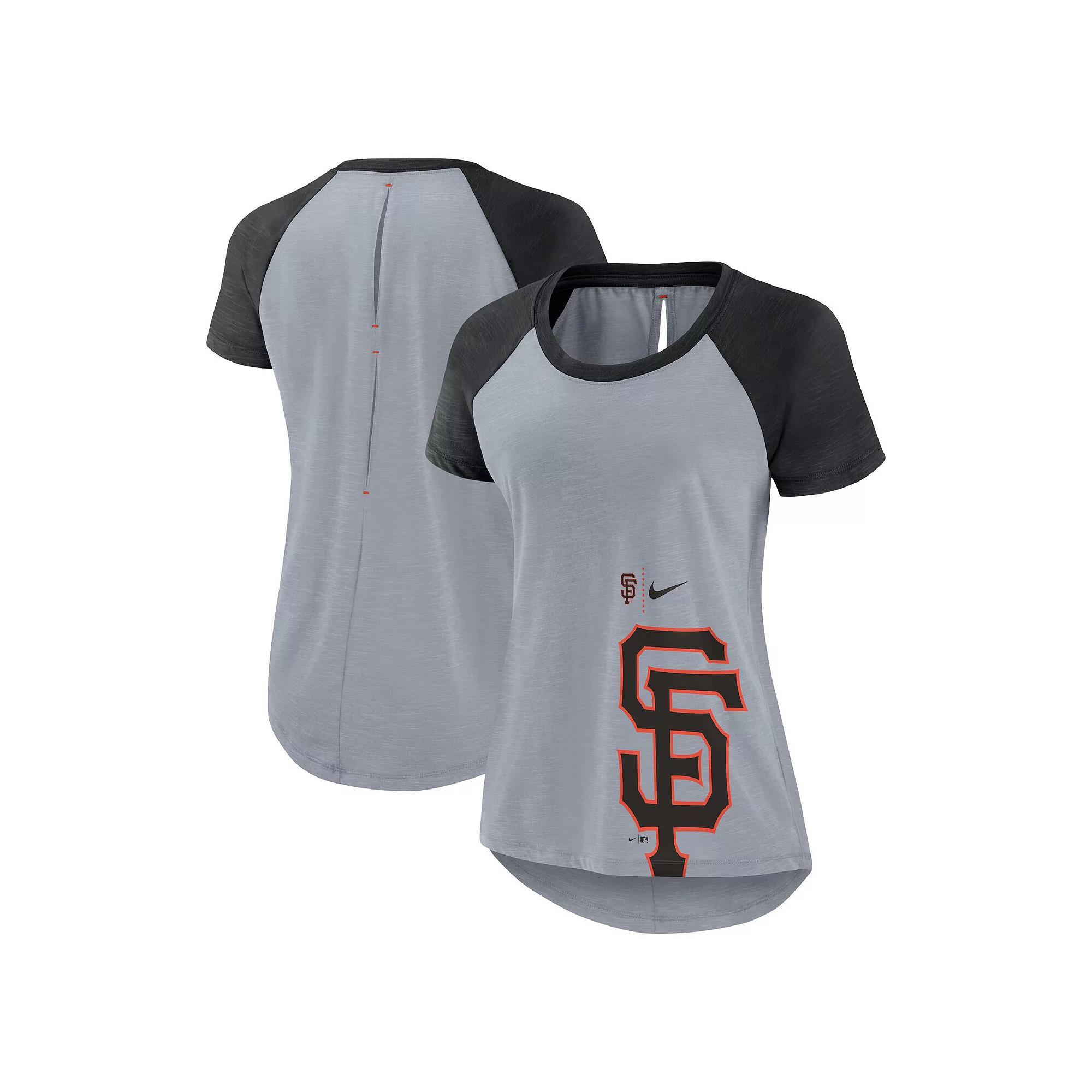 Women's Nike Heather Gray Tampa Bay Rays Summer Breeze Raglan Fashion T-Shirt, Size: 2XL, Grey Product Image
