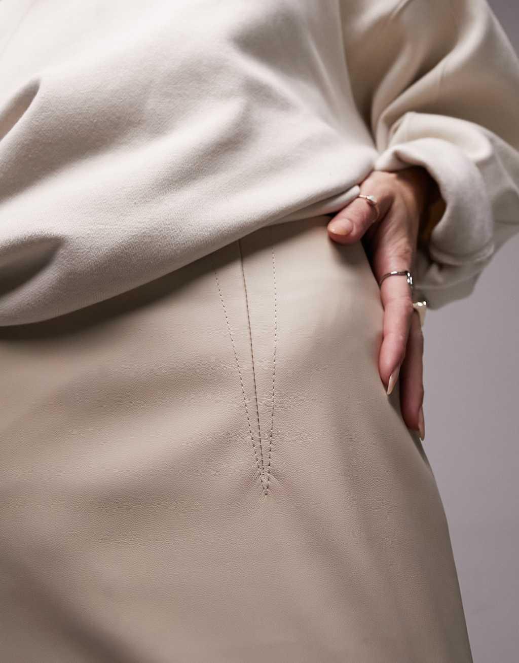Topshop leather look clean bias maxi skirt Product Image