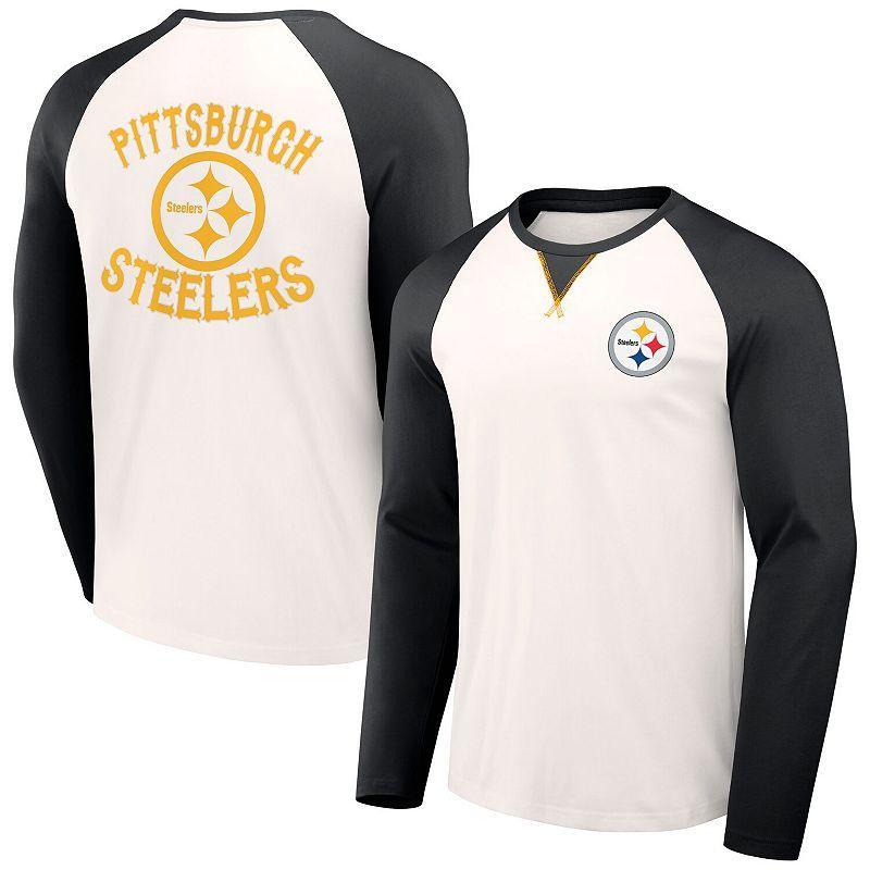 Men's NFL x Darius Rucker Collection by Fanatics Cream/College Navy Seattle Seahawks Long Sleeve Raglan T-Shirt, Size: 2XL, Beige Product Image