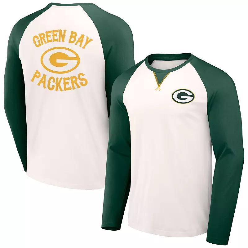 Men's NFL x Darius Rucker Collection by Fanatics Cream/College Navy Seattle Seahawks Long Sleeve Raglan T-Shirt, Size: 2XL, Beige Product Image