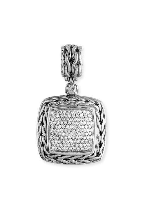 Womens Classic Chain Diamond & Sterling Silver Medium Square Pendant Product Image