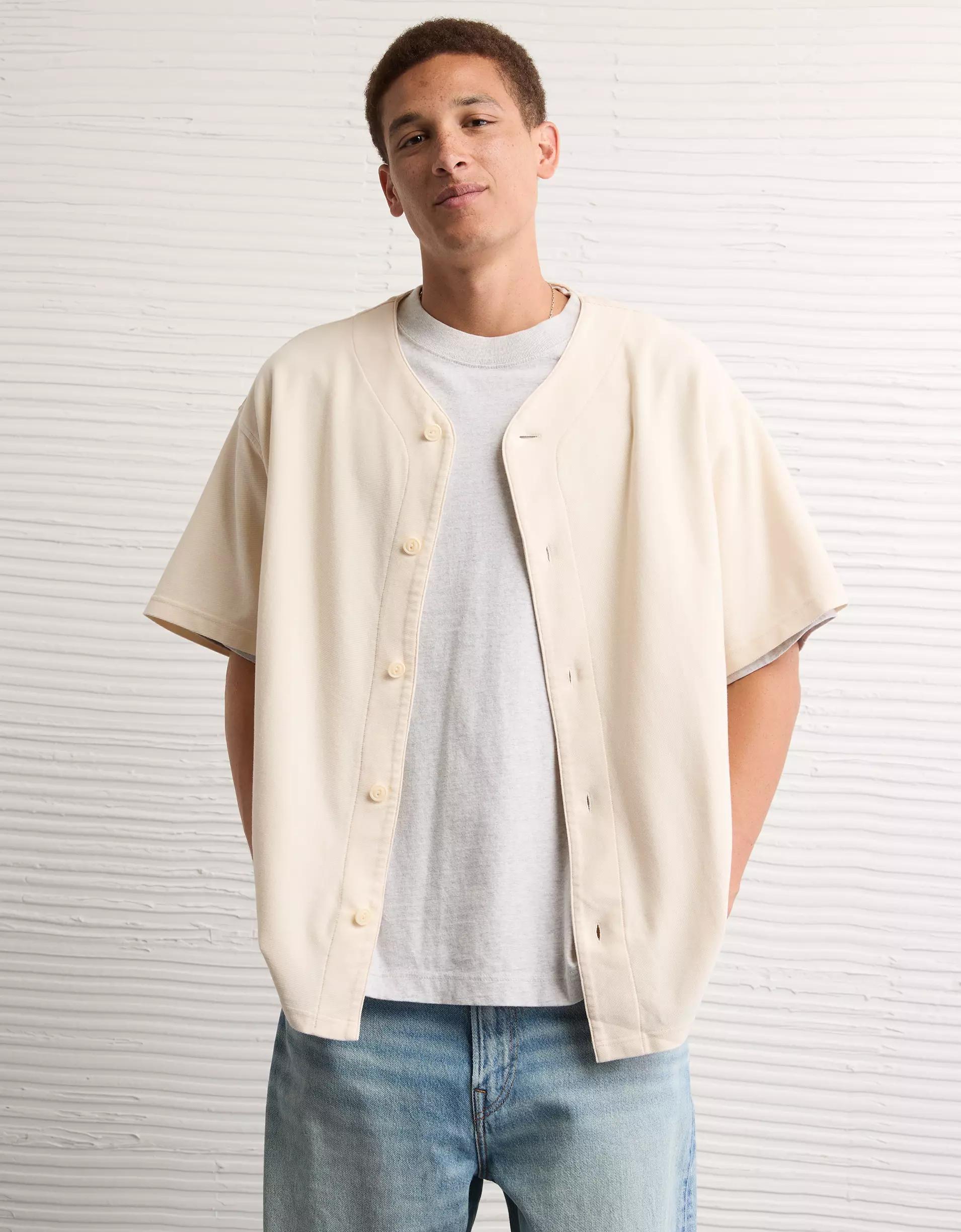 AE Button-Up Baseball T-Shirt Product Image