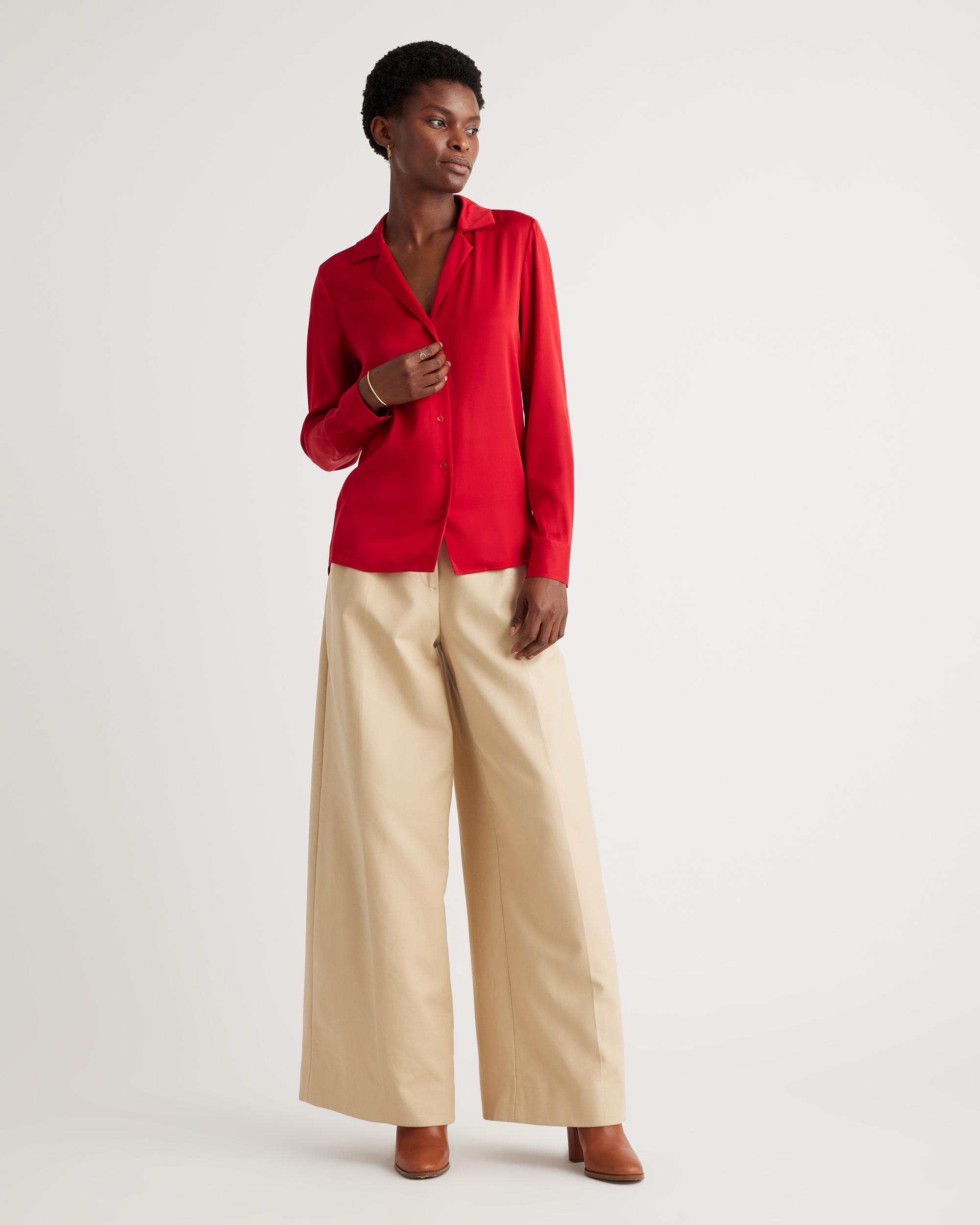 Quince | Women's Washable Stretch Silk Notch Collar Blouse Product Image