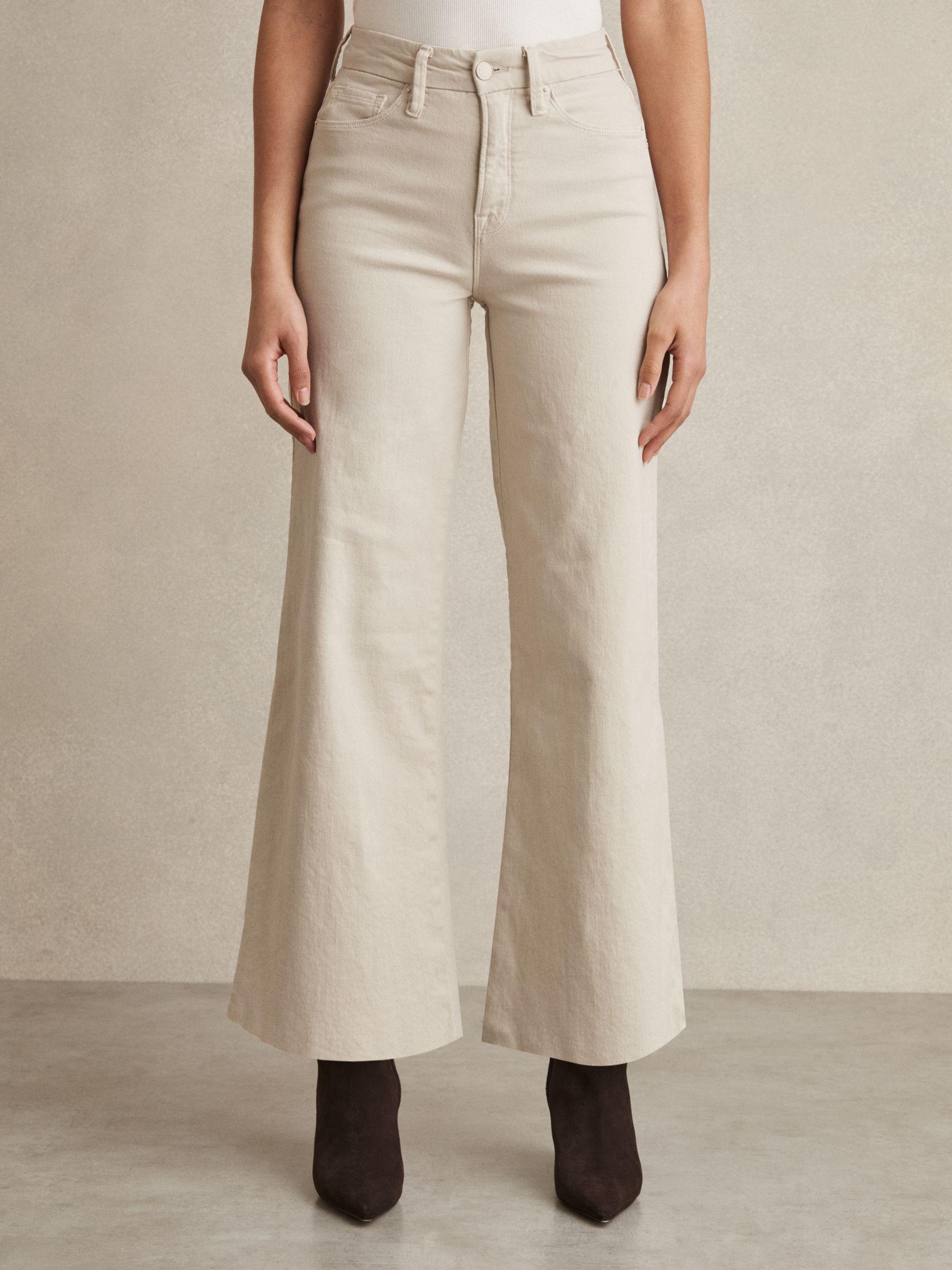 Good American Cropped Palazzo Jeans in Cream Product Image