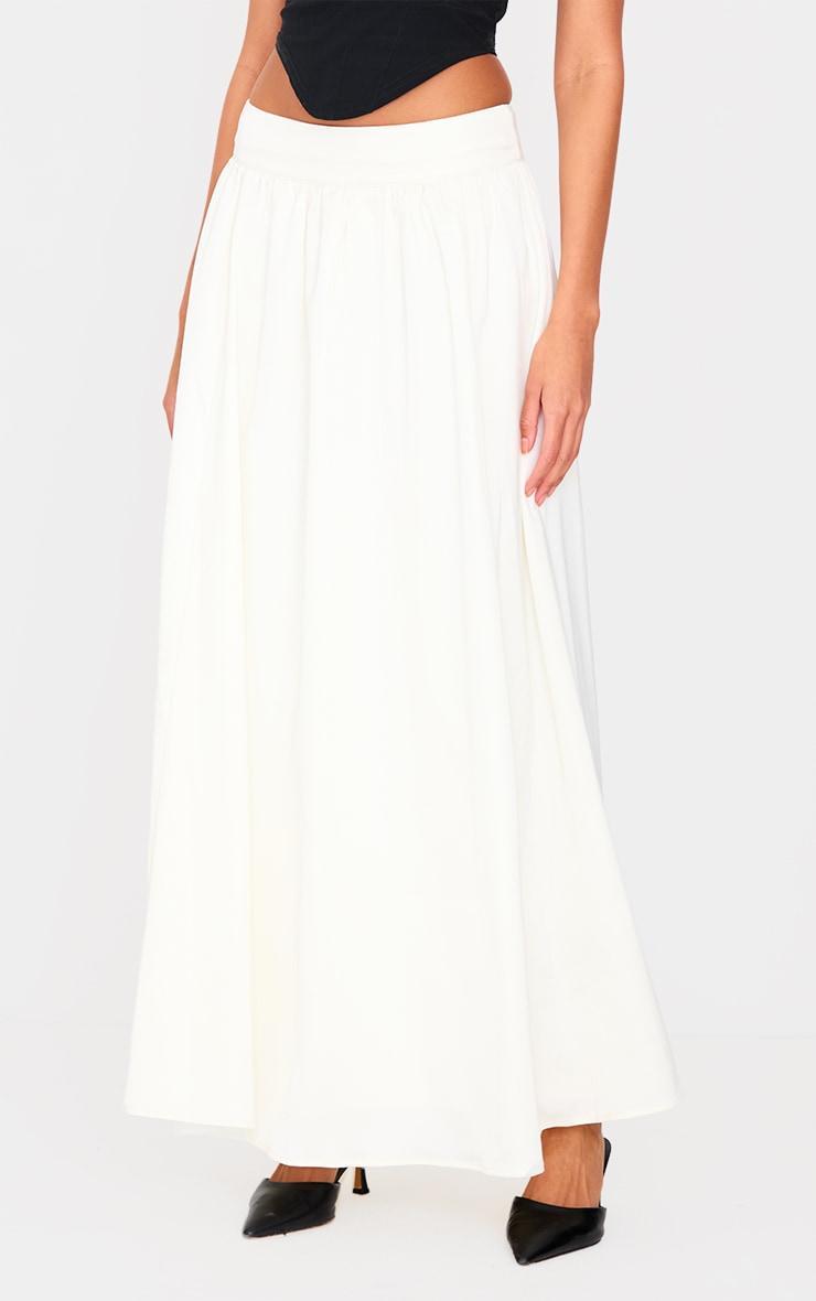 Cream Premium Heavy Satin Maxi Skirt Product Image