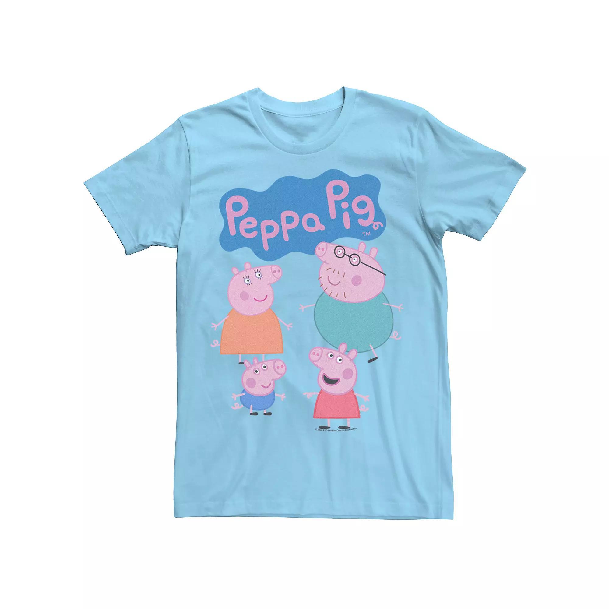 Men's Peppa Pig Family Logo Tee, Size: Small, Light Blue Product Image