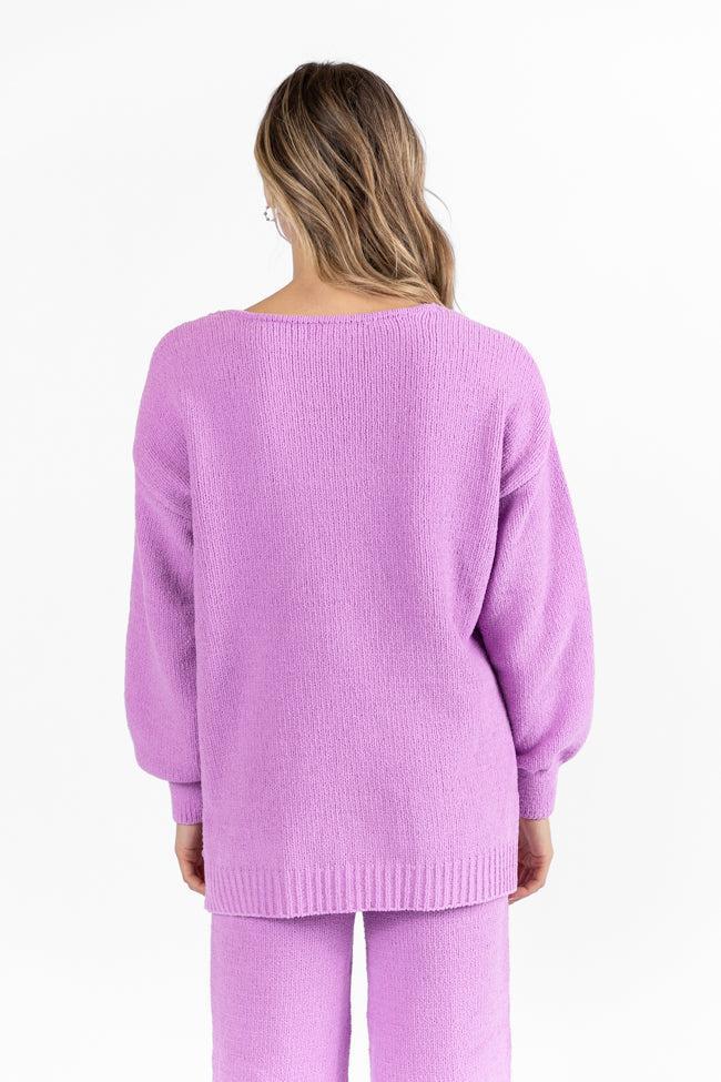 Cozy For Keeps Lavender V-Neck Sweater FINAL SALE Product Image