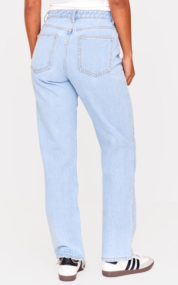 PRETTYLITTLETHING Light Blue Wash High Waist Straight Leg Jeans Product Image