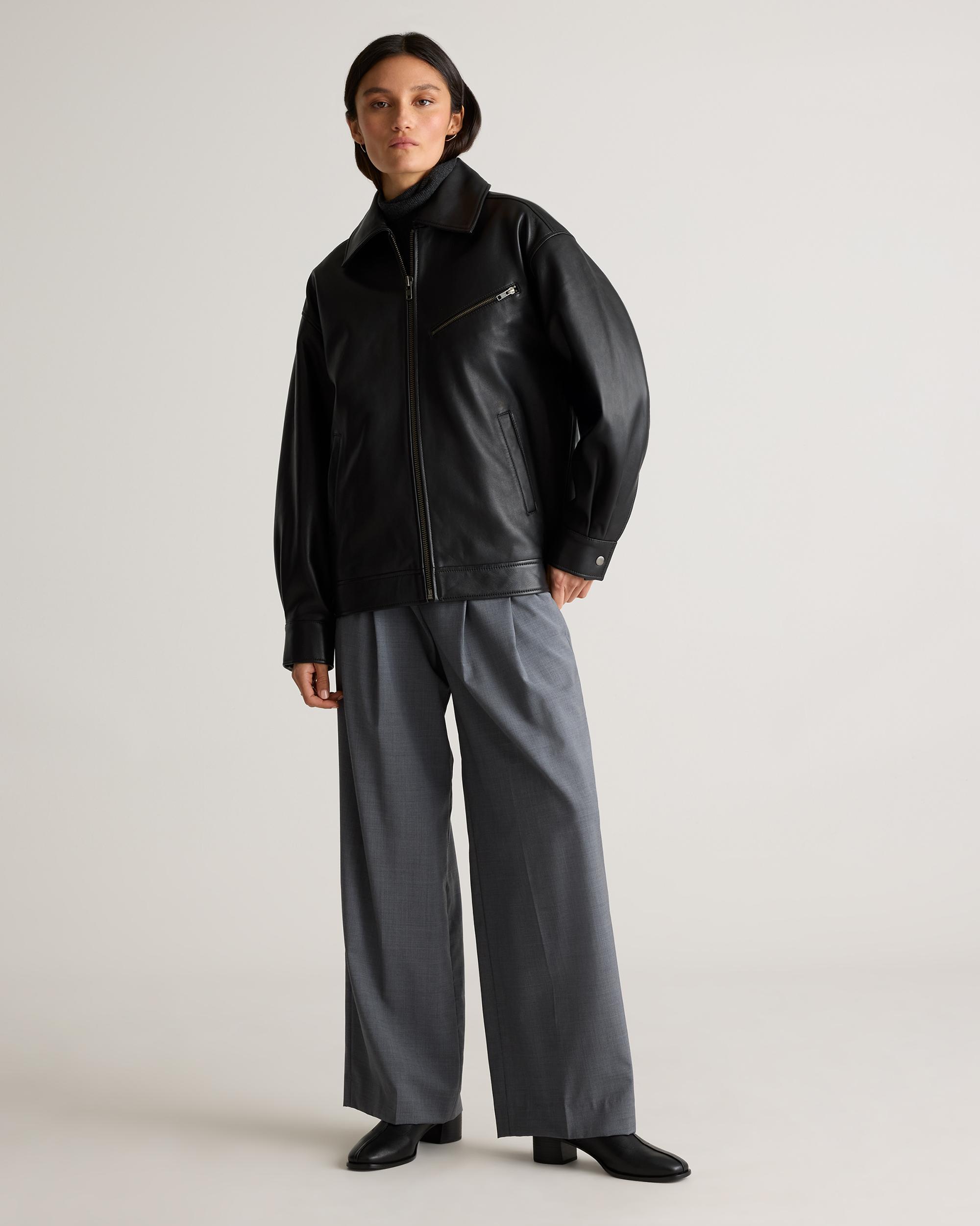 Quince | Women's OverSized Bomber Jacket Leather Product Image