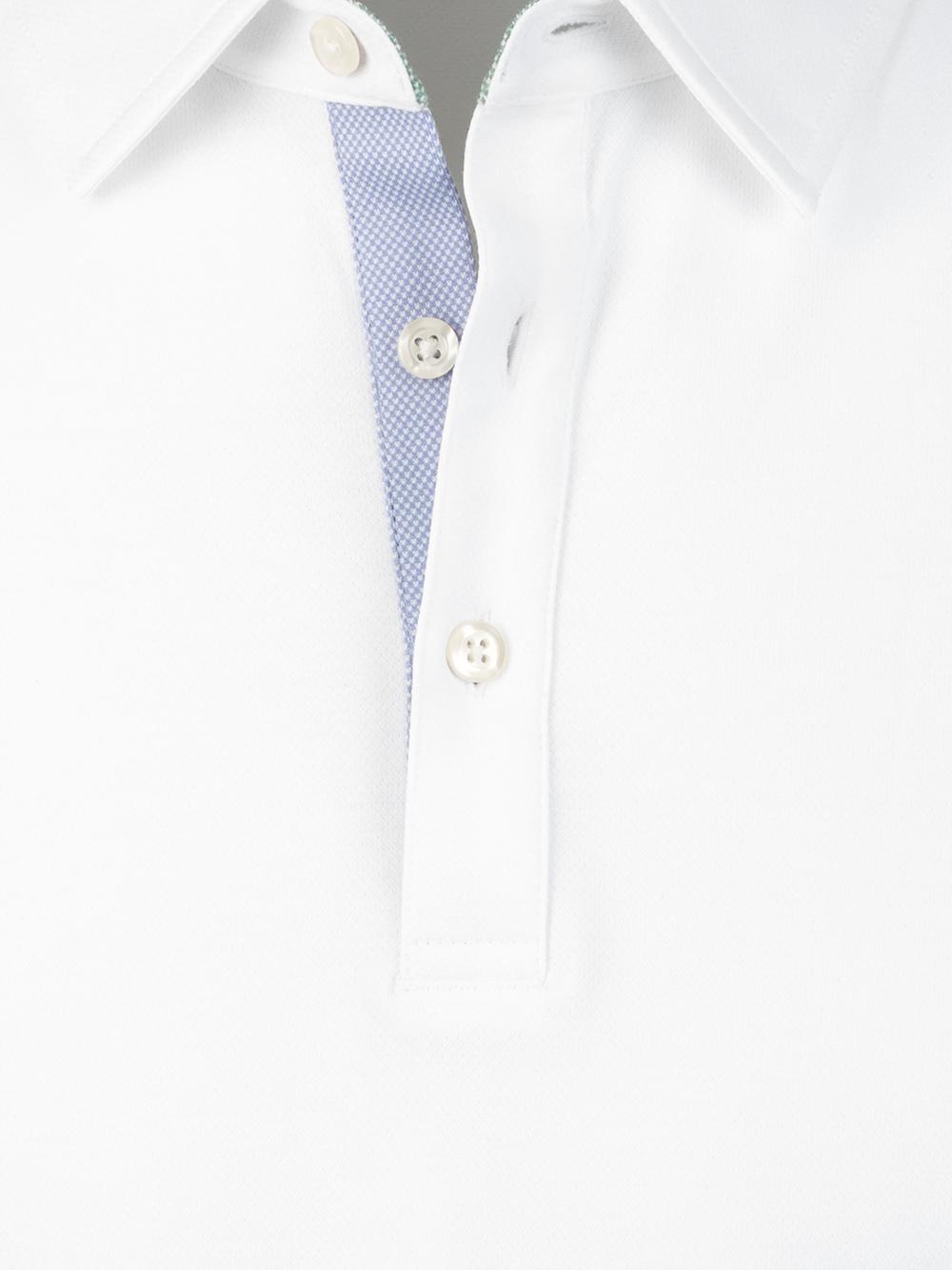 Cotton Blend Three Button Polo - White Product Image
