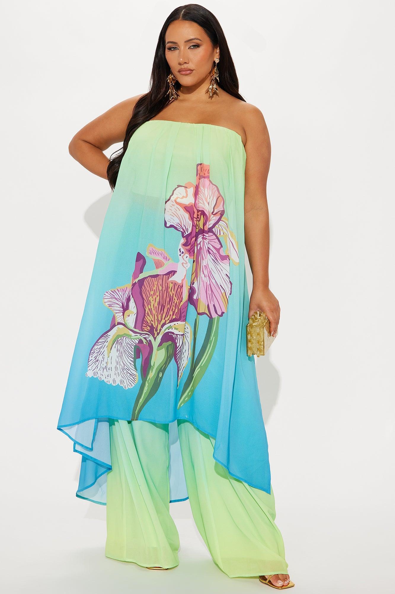 Wildflower Wish Ombre Wide Leg Pant Set - Blue/combo Product Image