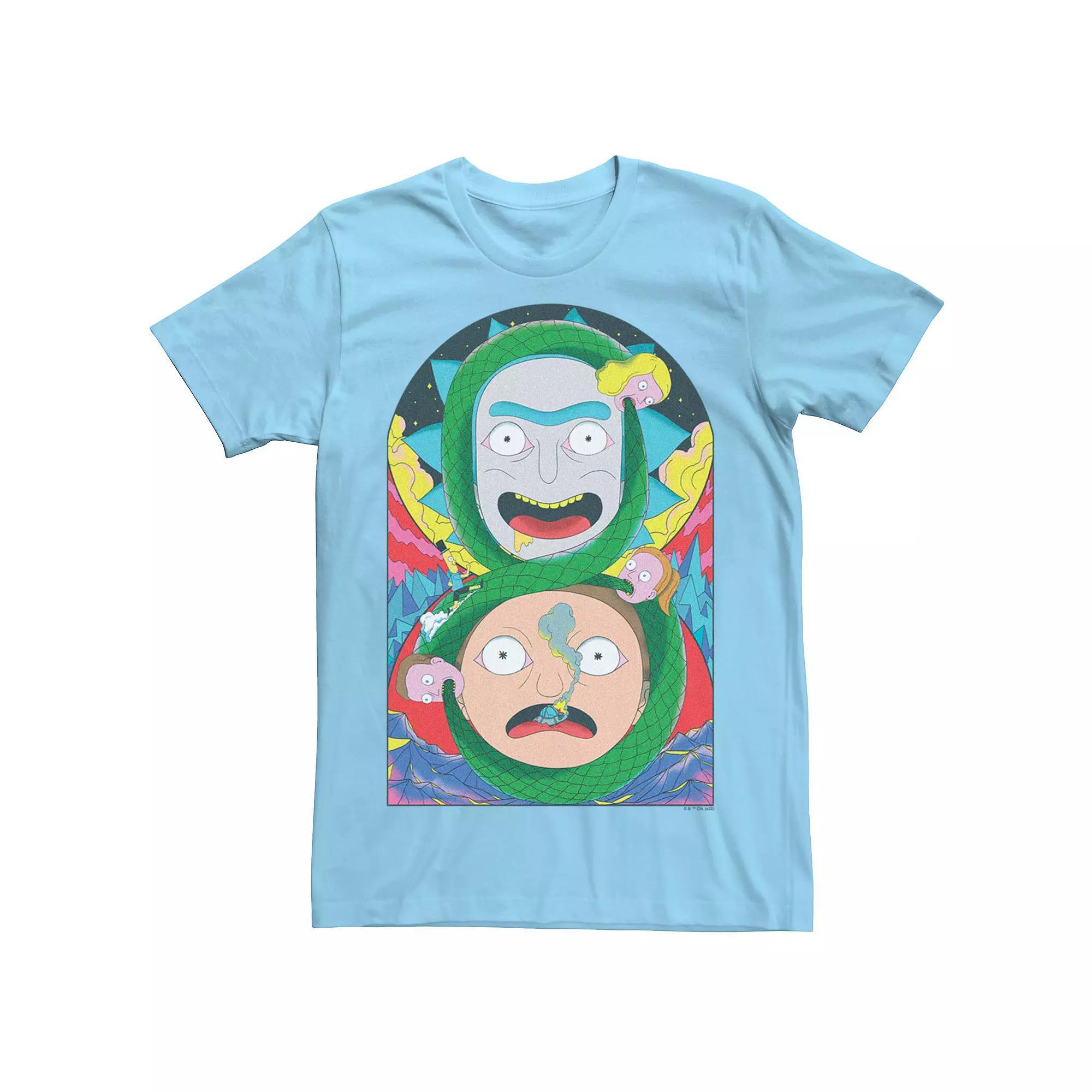 Men's Rick And Morty Big Face Snake Tee, Size: Small, Light Blue Product Image