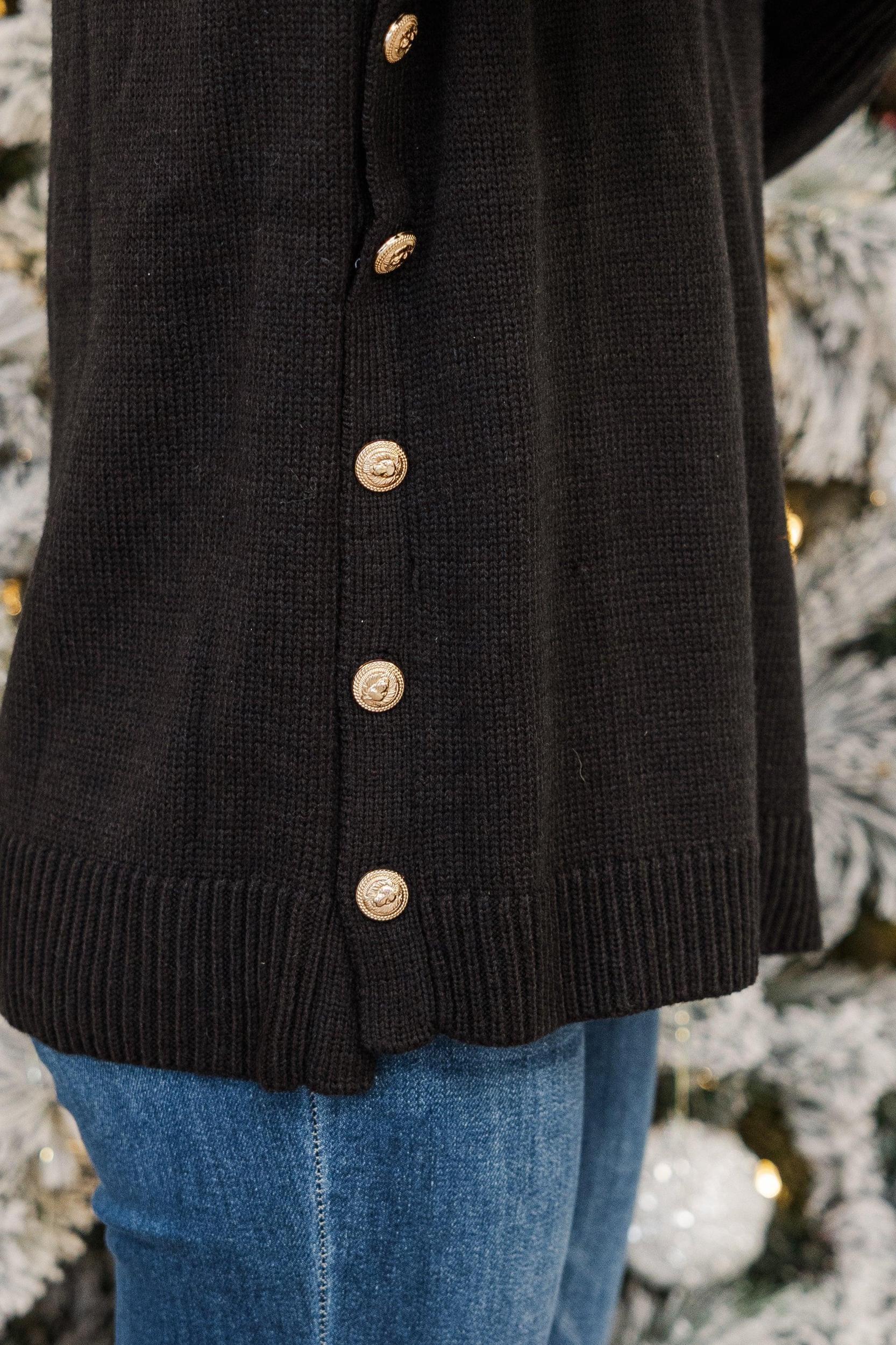 The Slouchy Black Side Button Sweater Female Product Image