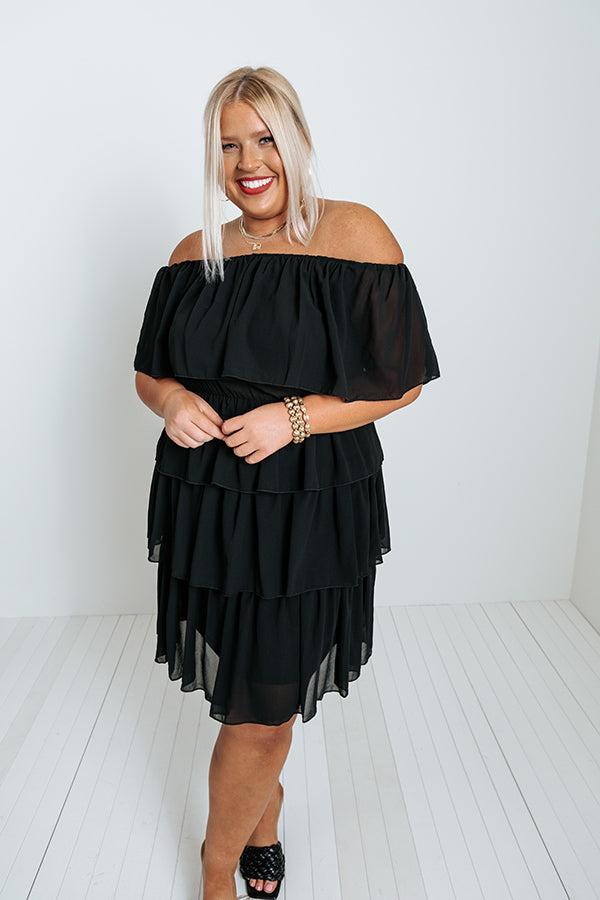 Passion For Pinot Ruffle Dress In Black Product Image