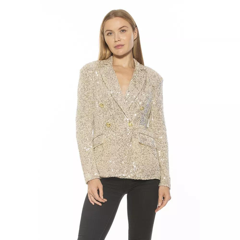 Women's ALEXIA ADMOR Abbi Longline Double Breasted Jacket, Size: 6, Silver Product Image