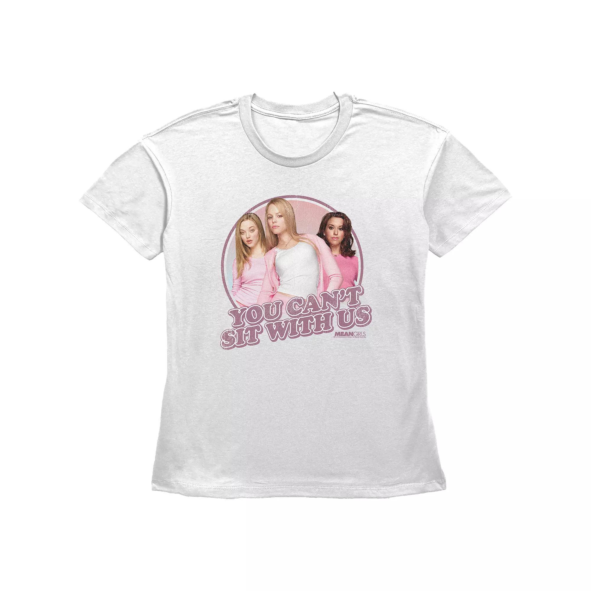 Women's Mean Girls Plastics You Can't Sit With Us Basic Fit Graphic Tee, Girl's, Size: Medium, White Product Image