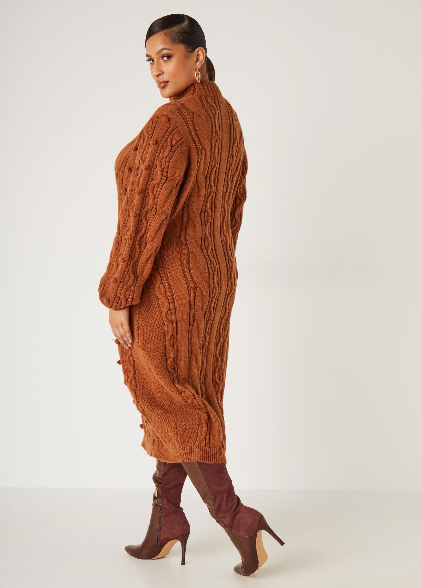 Cable Knit Midi Sweater Dress Product Image