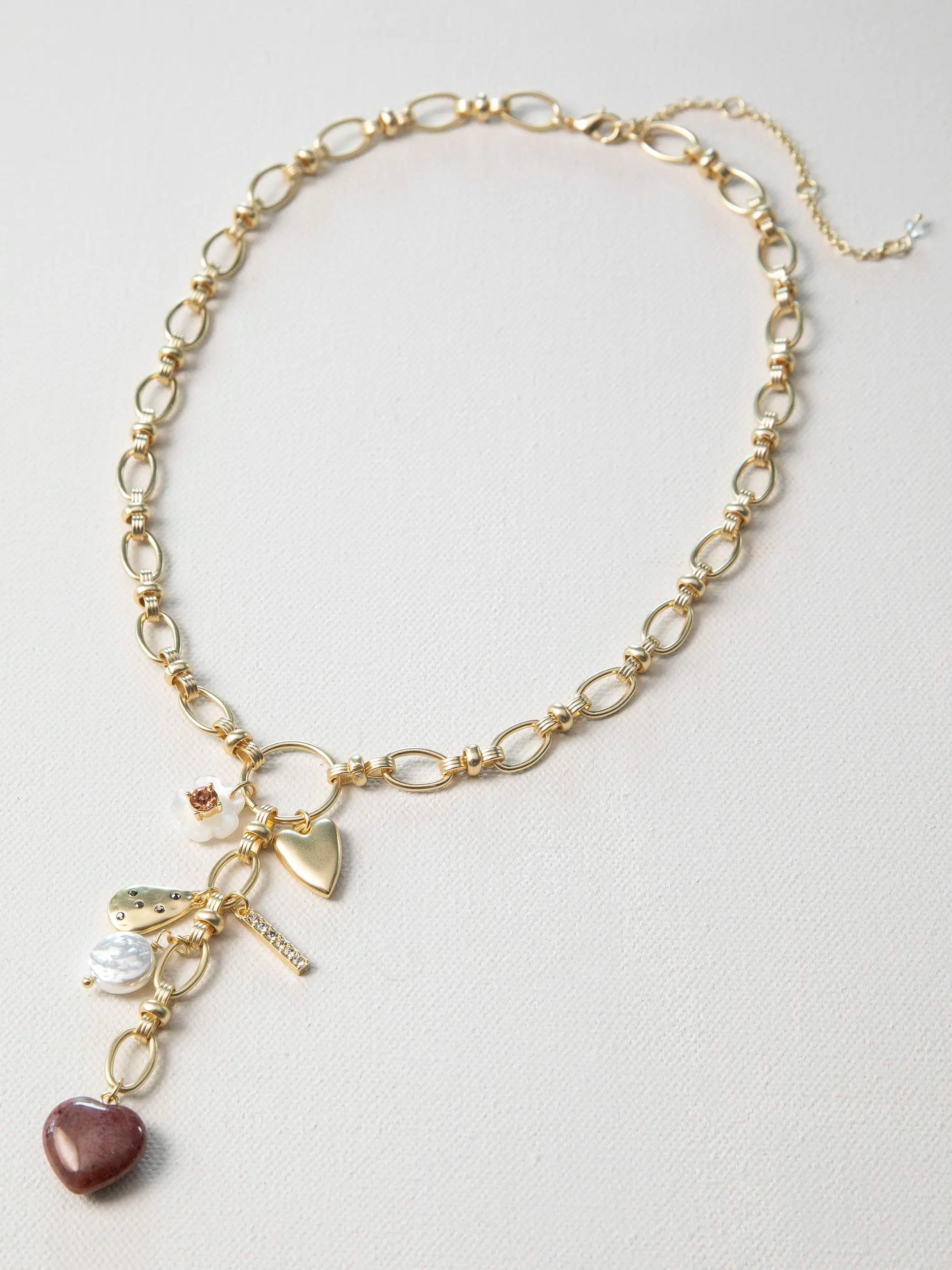Heart Drop Charm Necklace Product Image