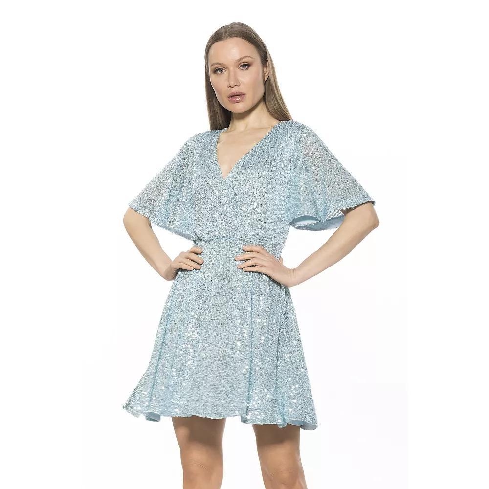 Women's ALEXIA ADMOR Oakless Flutter Sleeve Fit & Flare Dress, Size: Large, Silver Product Image