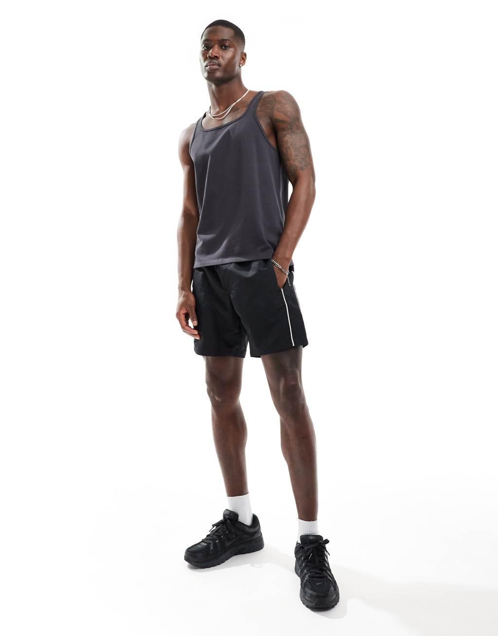 ASOS DESIGN heavyweight tank top with square neck in charcoal Product Image