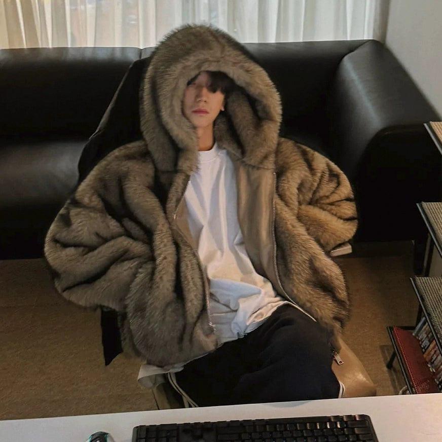 RT No. 12205 FUR ZIP-UP HOODIE Product Image