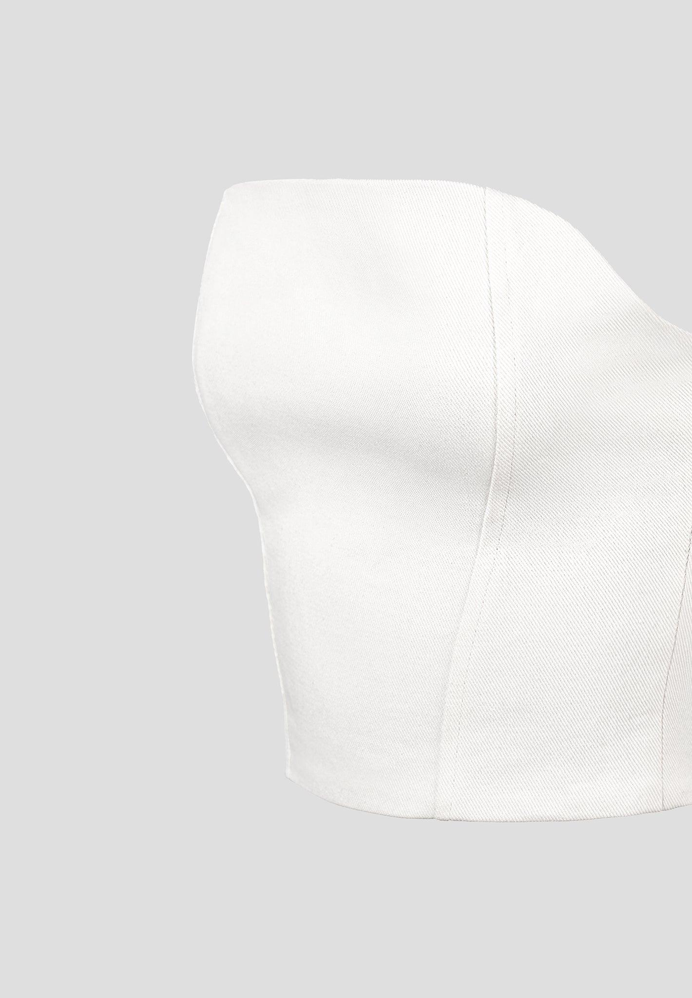 Denim Bandeau Corset Top - Off White Female Product Image