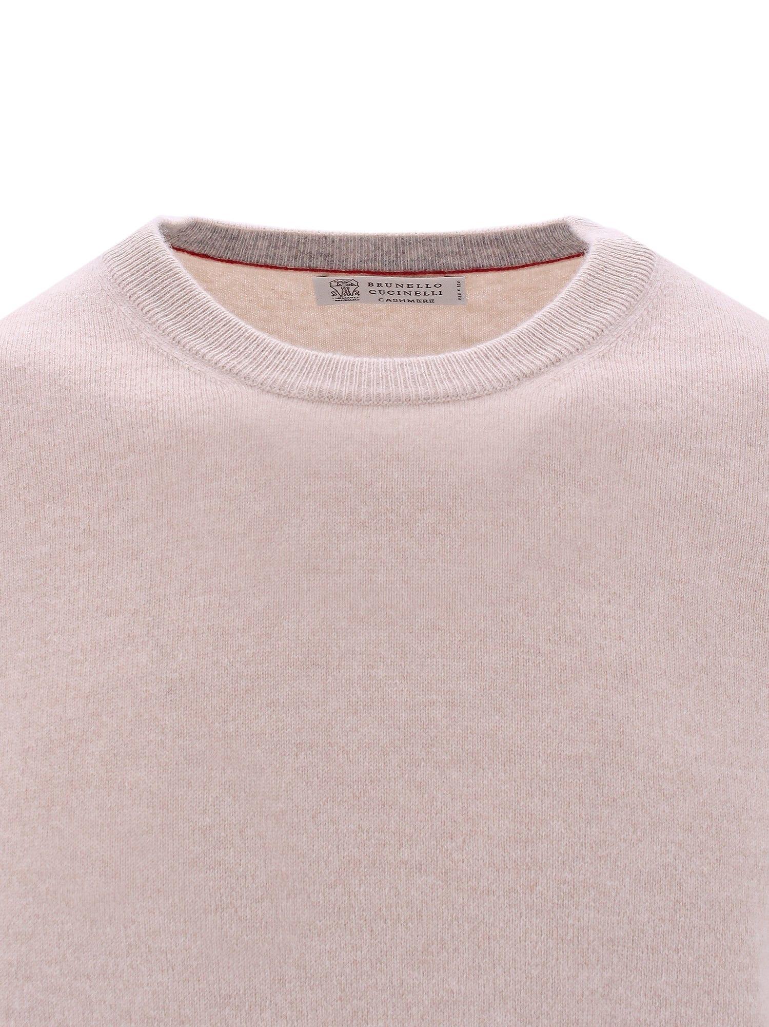 BRUNELLO CUCINELLI Rib Knit Plain Sweater In Beige Product Image