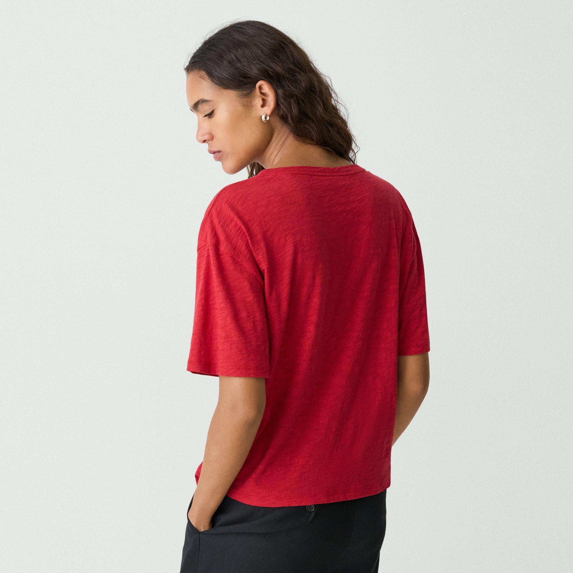 Slub Cotton Relaxed V-Neck Tee | Theory Product Image