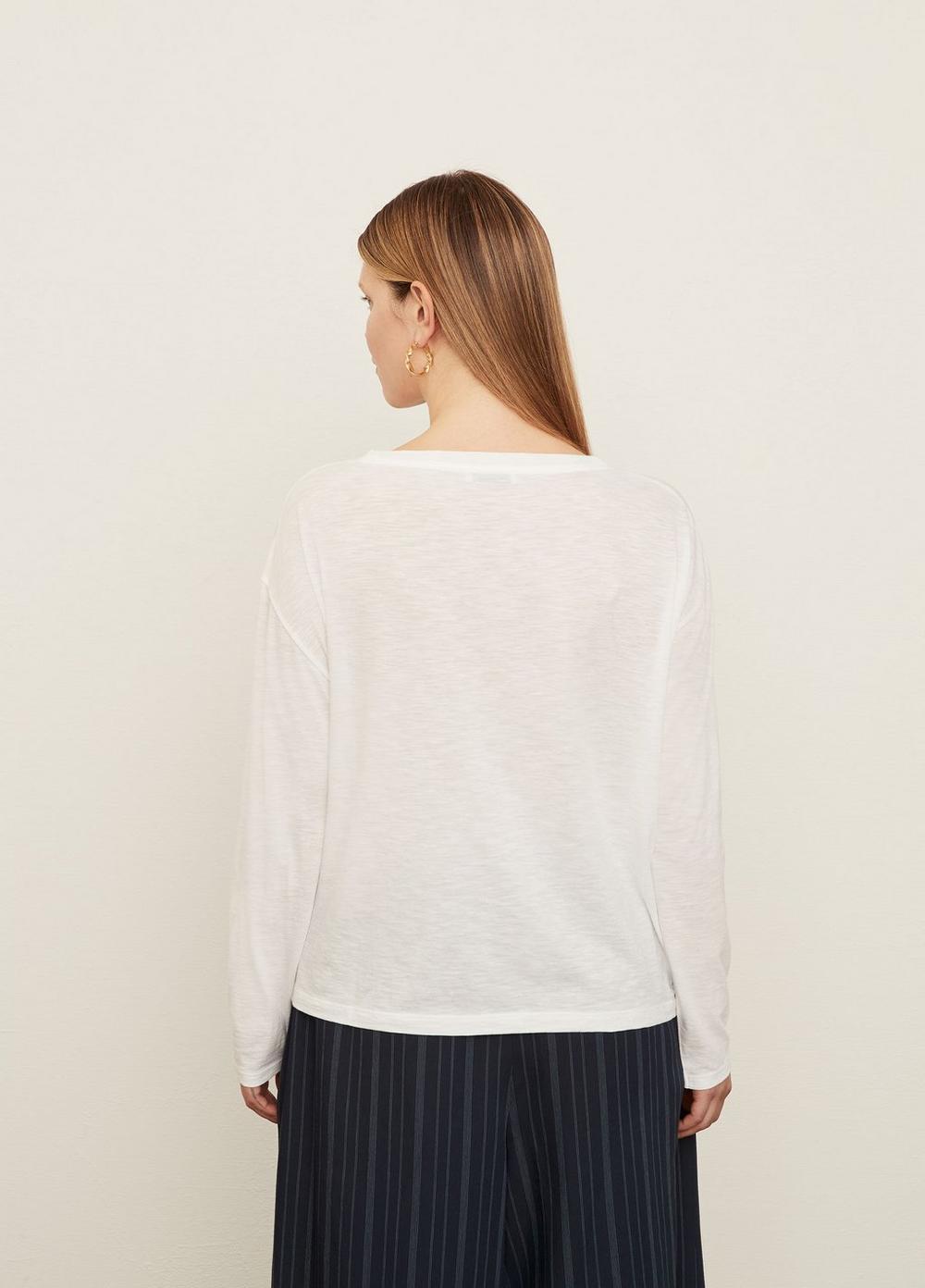 Womens Boxy Long Sleeve Crew Neck T-Shirt, Optic White, Size 1XL Vince Product Image