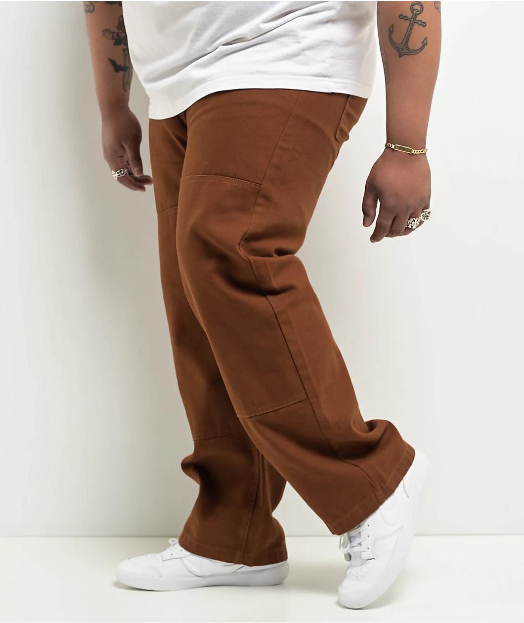 Real Tough Threads Double Knee Brown Loose Fit Pants Product Image
