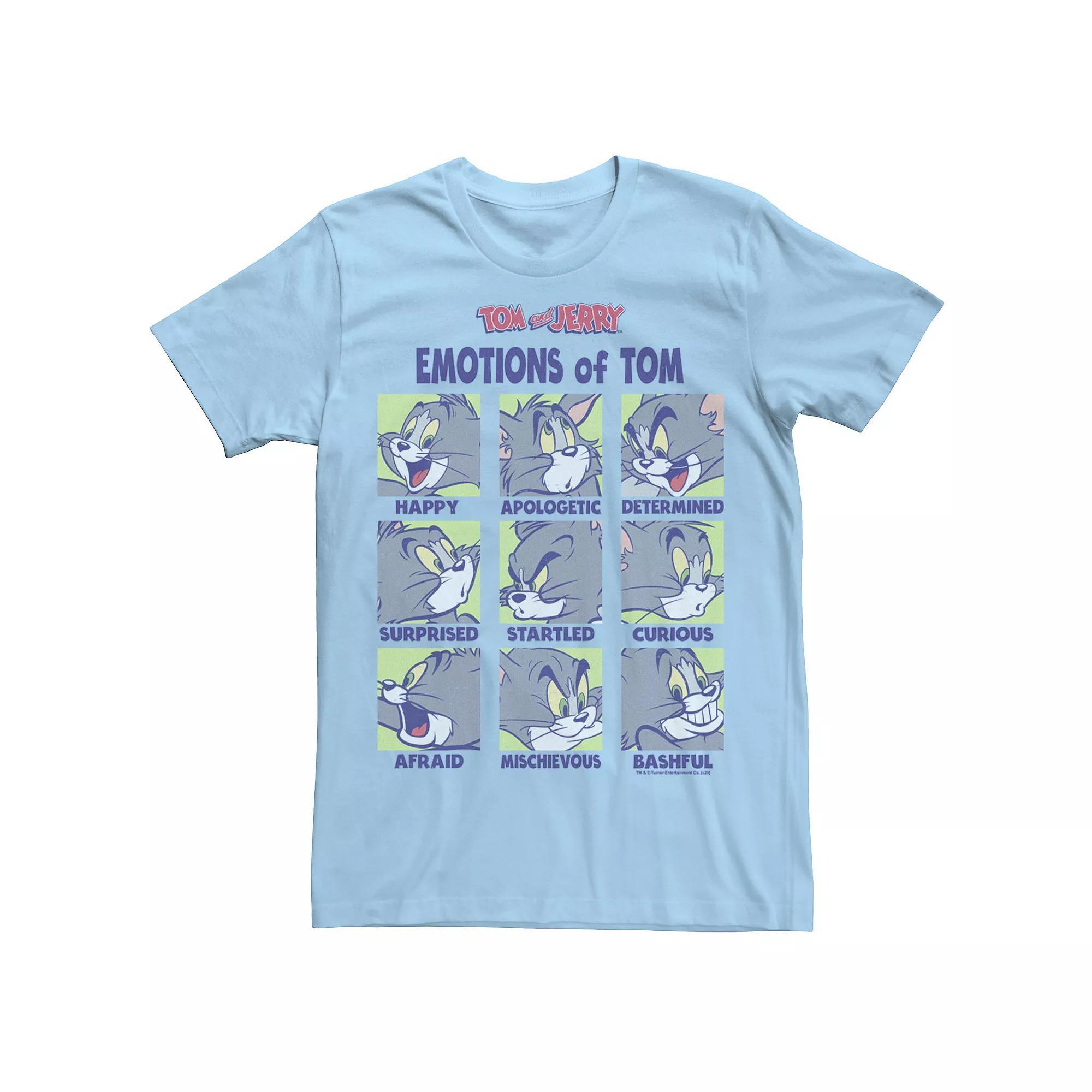 Mens Tom And Jerry The Many Emotions Of Tom Portrait Panels Tee, Men's, Size: XXL, Light Blue Product Image