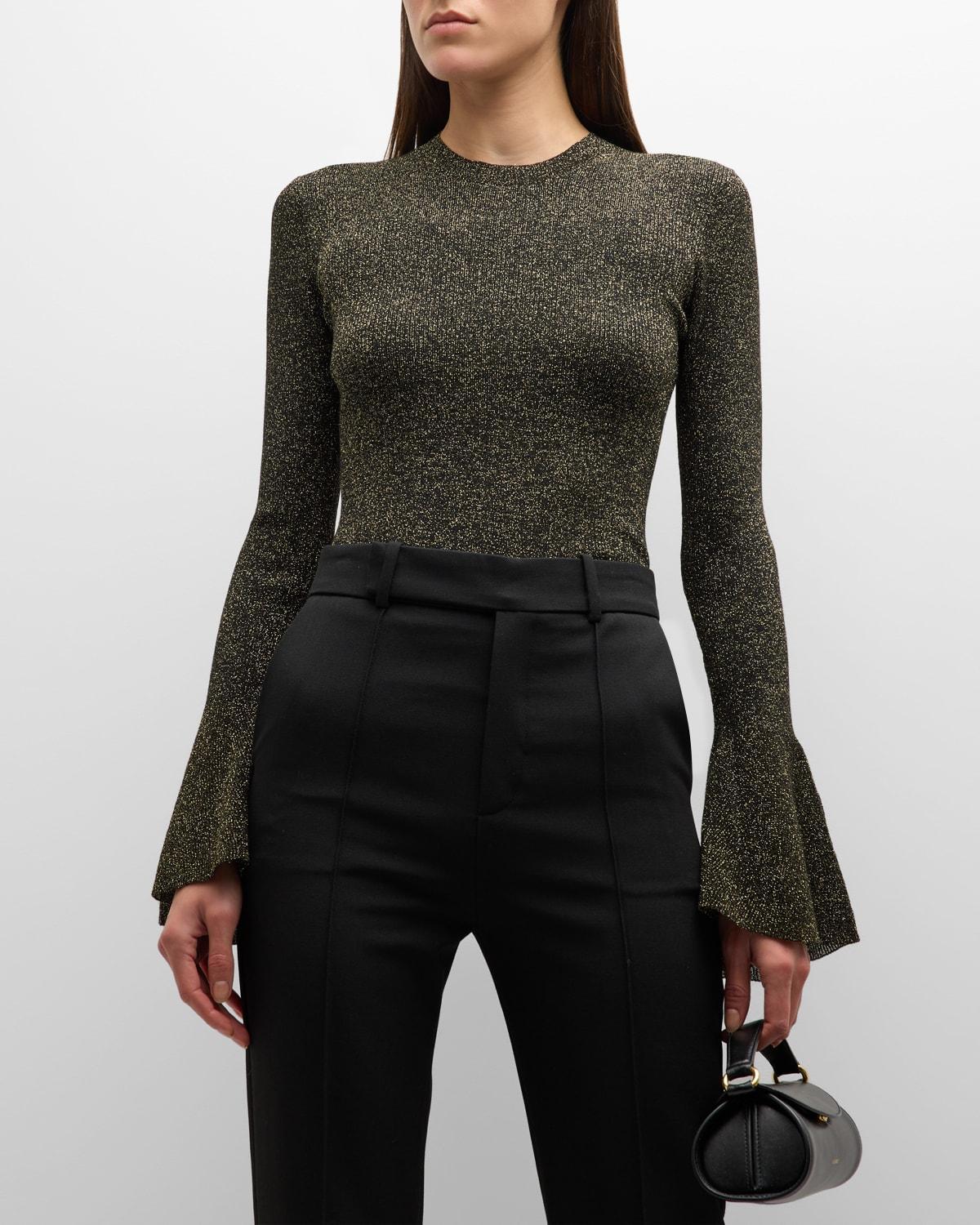 FRAME Godet Lurex Top Black,Metallic Gold. (also in ). Product Image