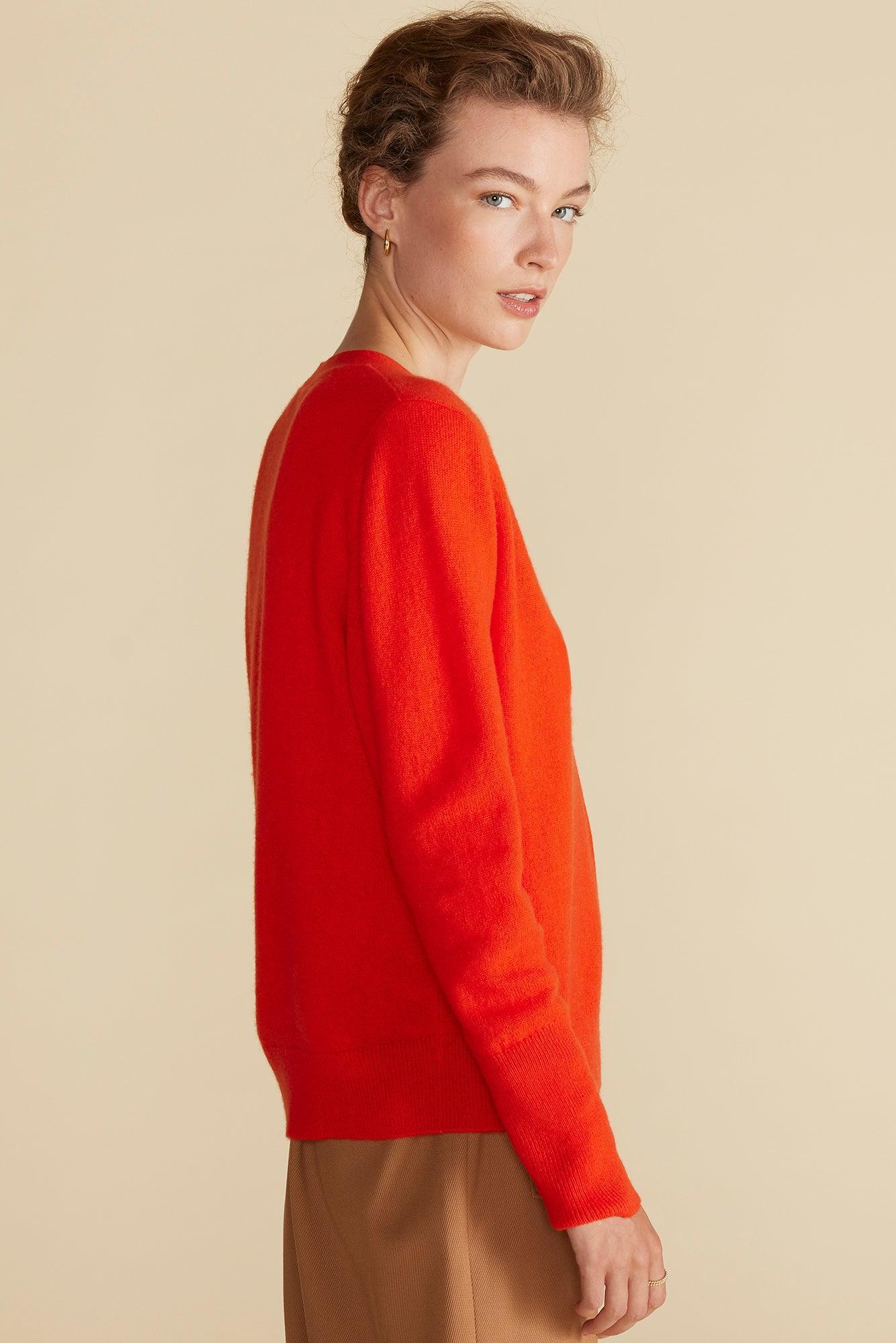 Mason Cashmere Cardigan - Clementine Orange Product Image