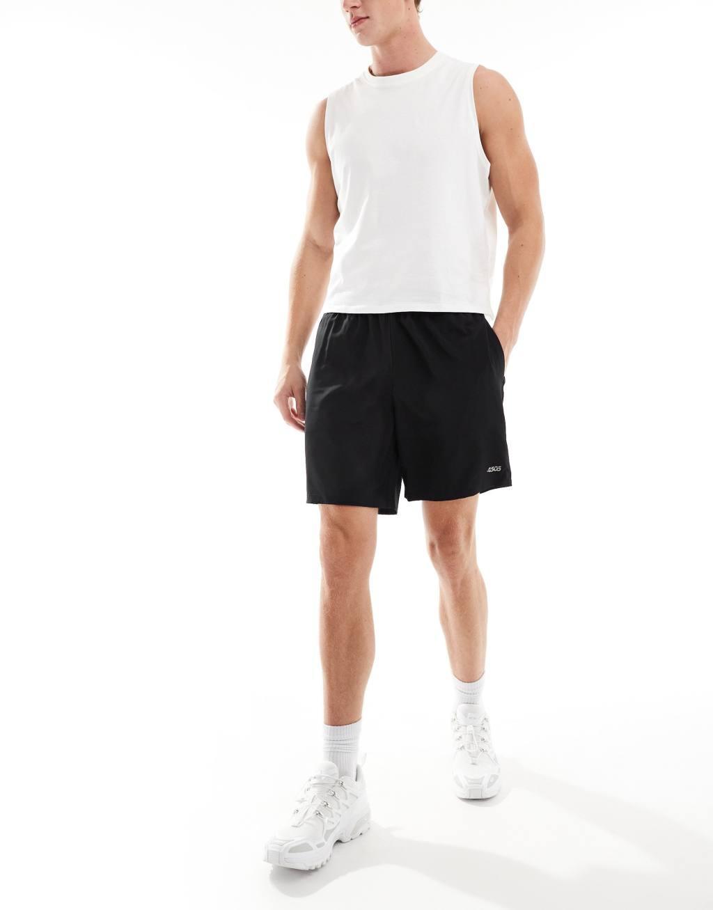 ASOS 4505 Icon 7 inch training shorts with quick dry 2 pack in black and charcoal Product Image