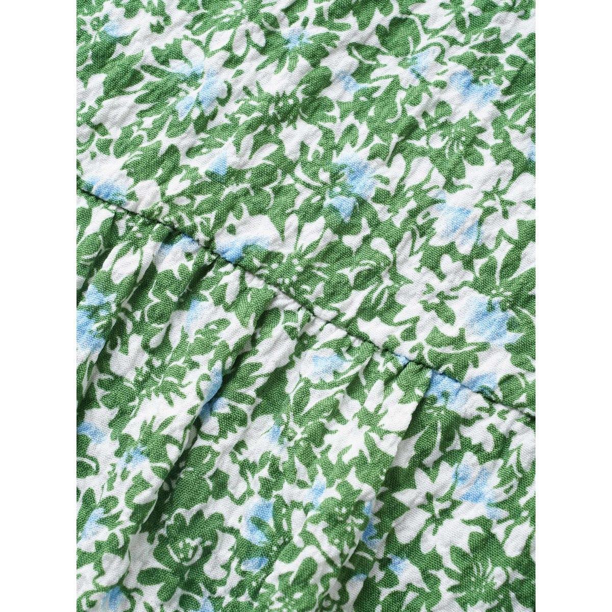 Plus Size Ditsy Floral Belted Flutter Cap Sleeve Dress Green Women Elegant Non Square Neck Cap Sleeve Curvy Midi Dress BloomChic 30/6X Product Image