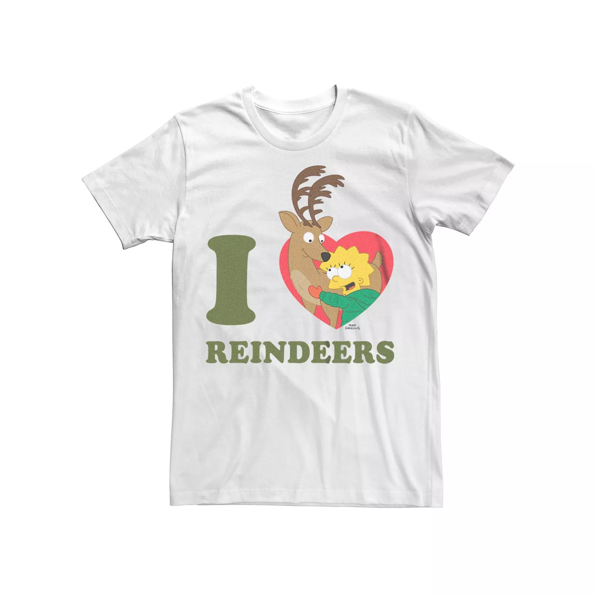 Men's The Simpsons Lisa I Heart Reindeers Graphic Tee, Size: Medium, White Product Image