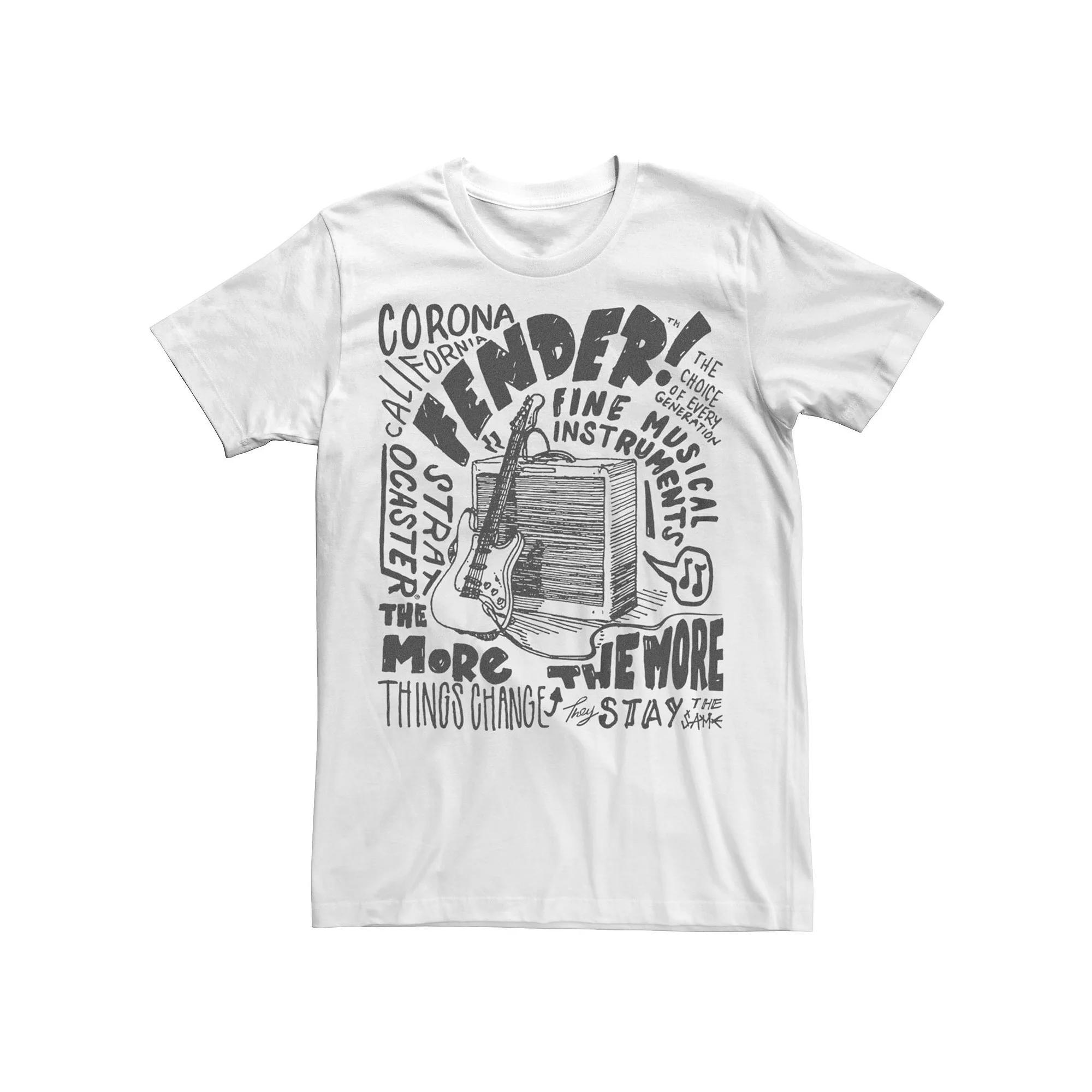 Men's Fender Guitar And Amp Marker Draw Poster Graphic Tee, Size: Large, White Product Image