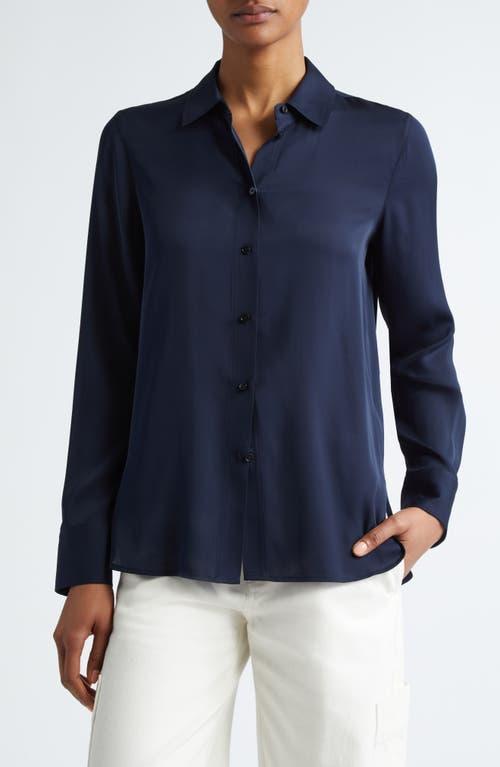 Slim-Fit Long-Sleeve Stretch-Silk Blouse Product Image