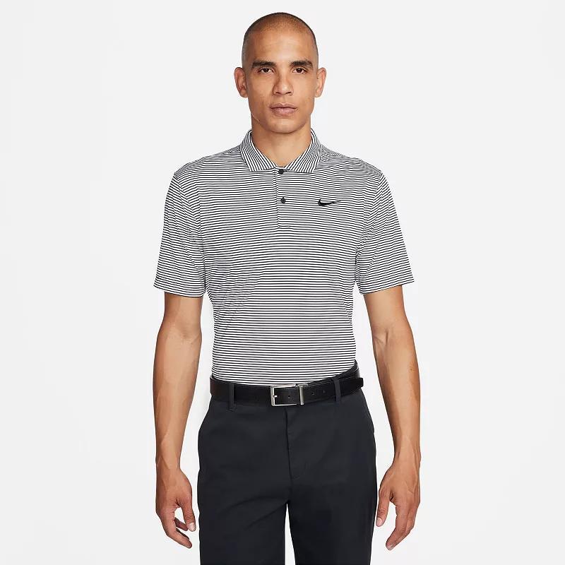 Men's Nike Striped Dri-FIT Golf Polo, Size: XL, Black Grey Product Image