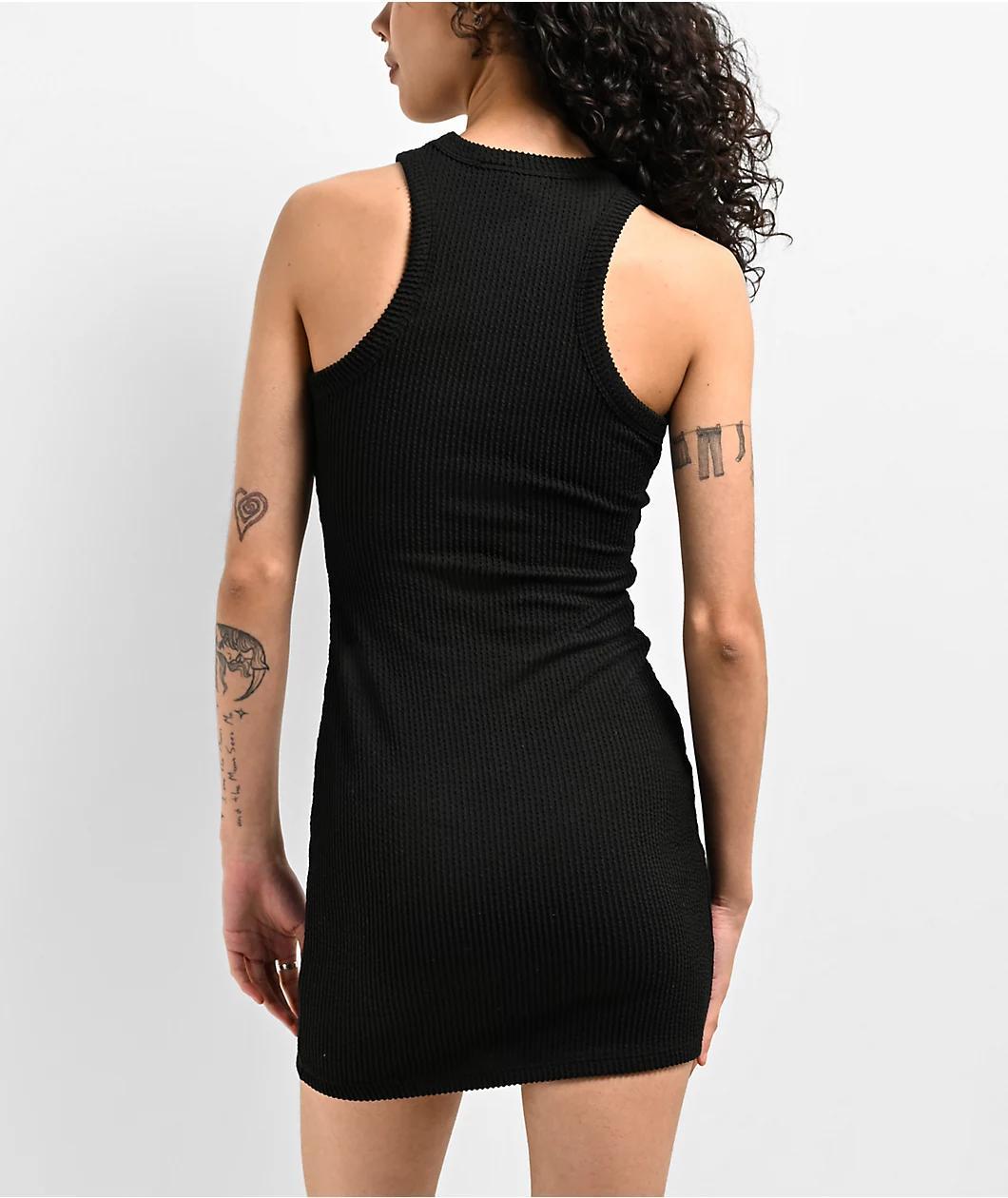 Spicychix Black Ribbed Bodycon Dress Product Image