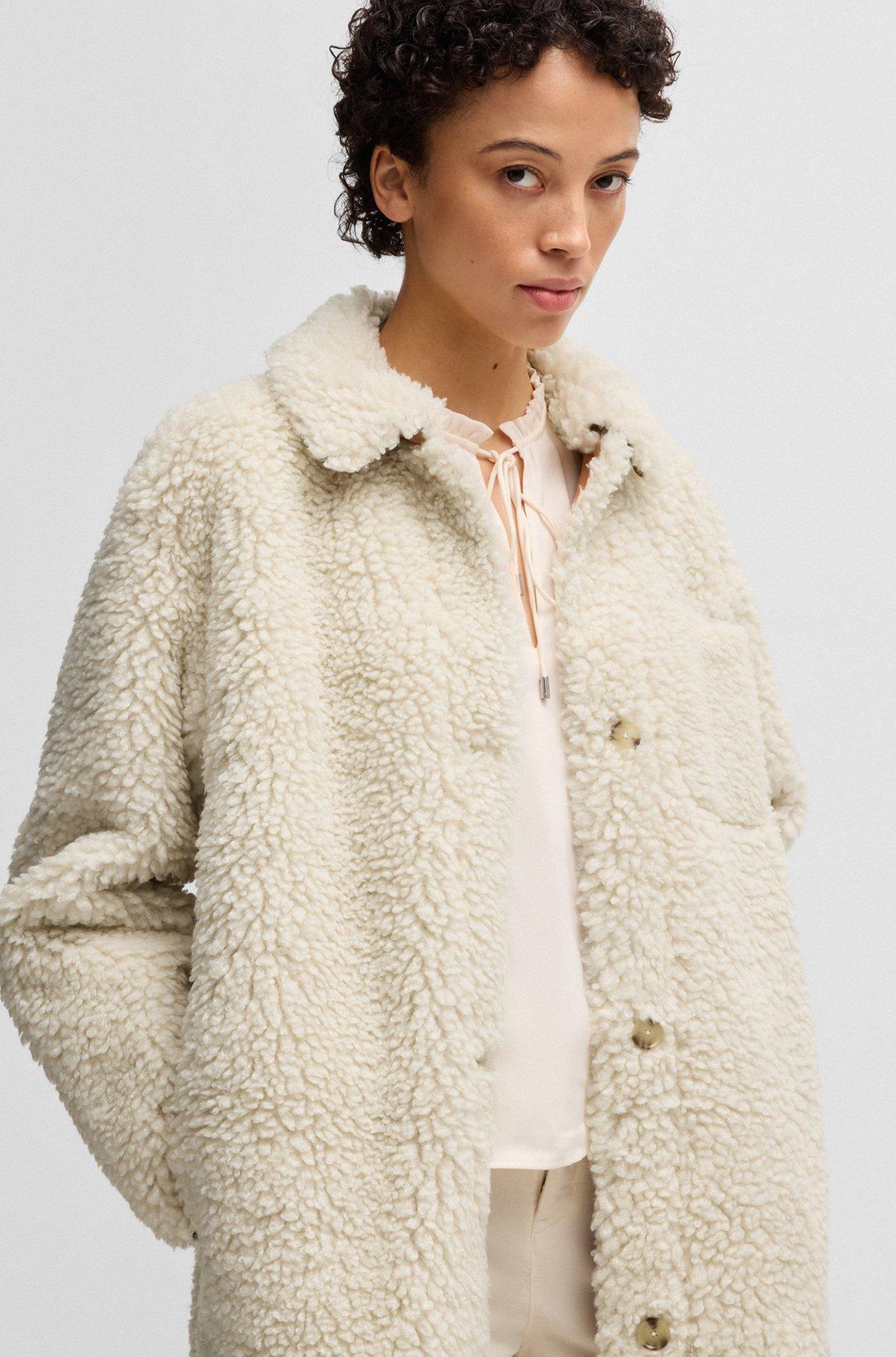 Faux-fur coat with chest pocket Product Image